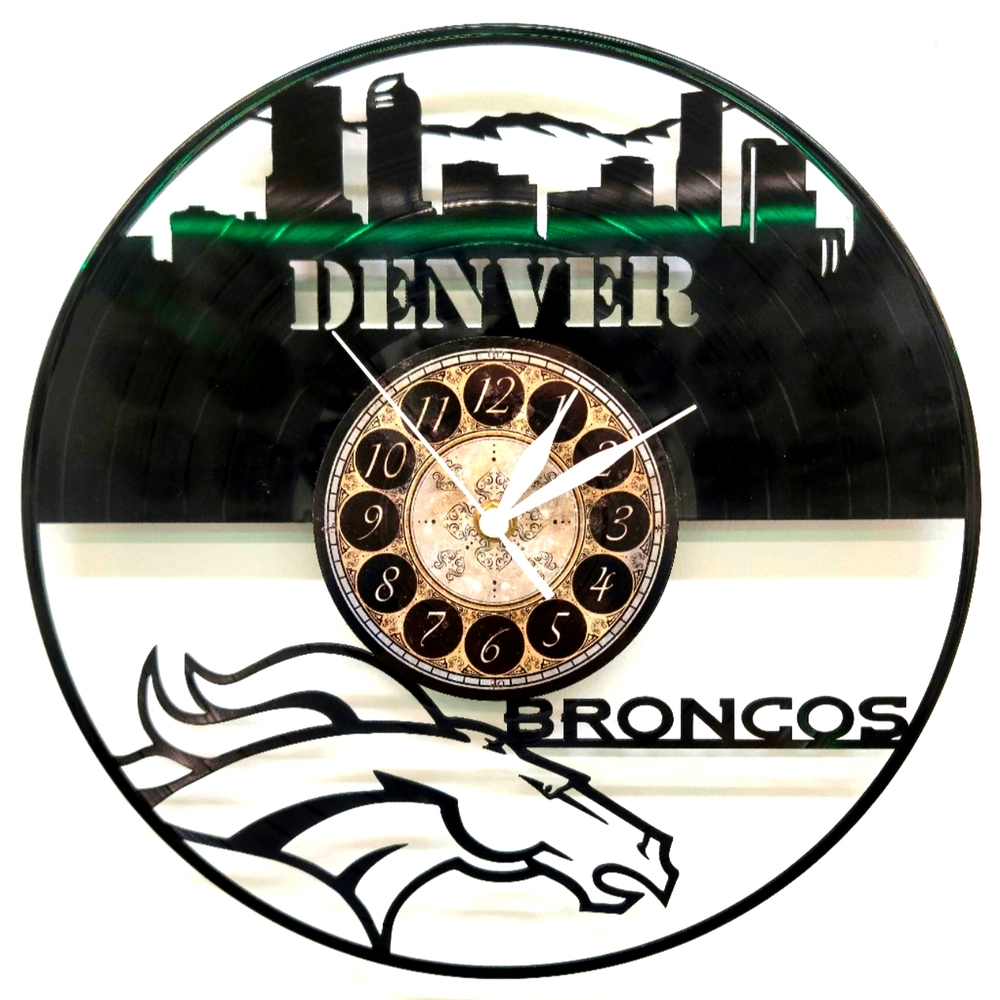DENVER BRONCO'S vinyl record clock